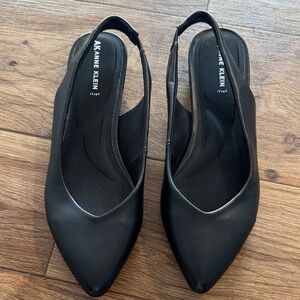 Anne Klein Black Pointed Slingback Flats with Cushioned Insole
